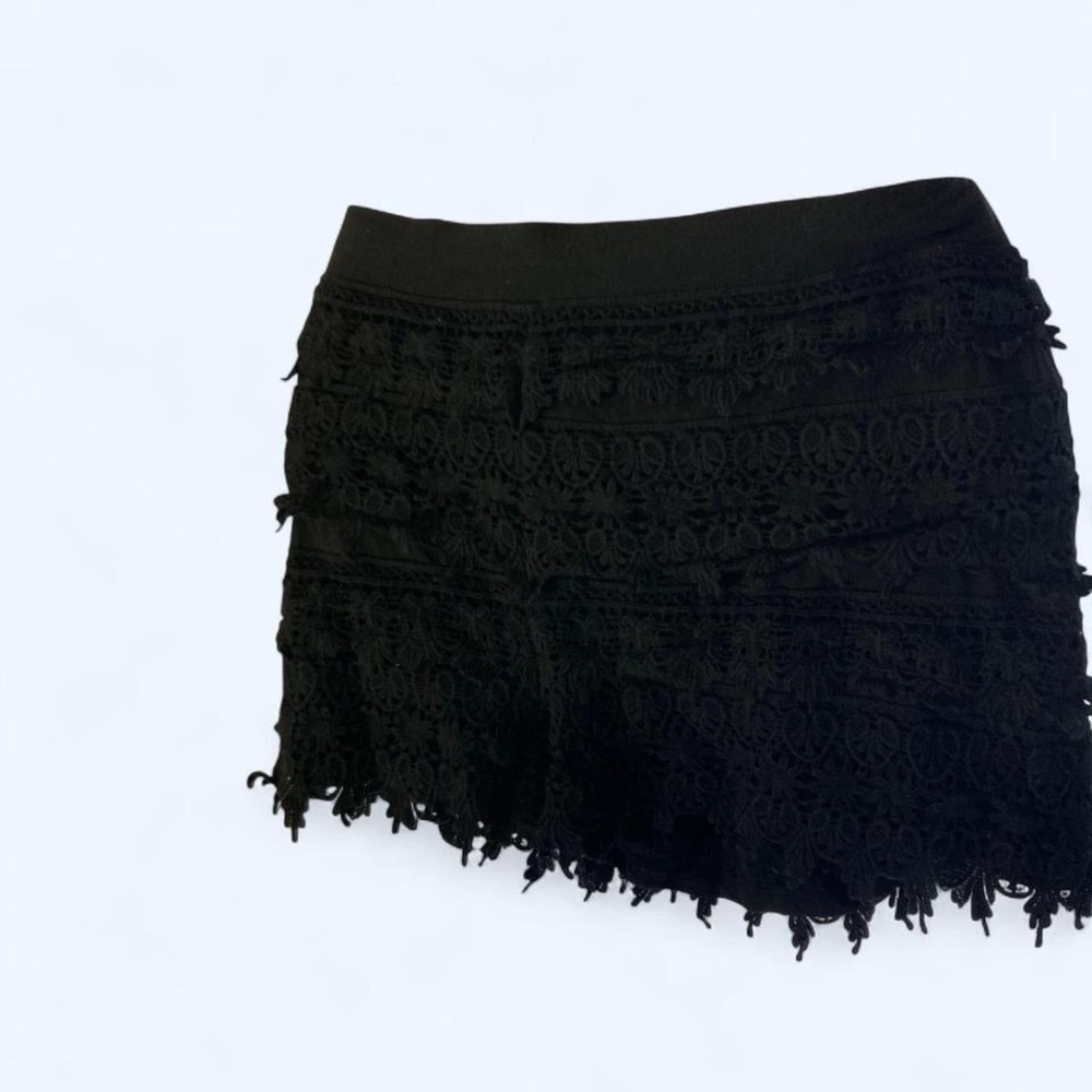 Express Black lace shorts with fringe detail M